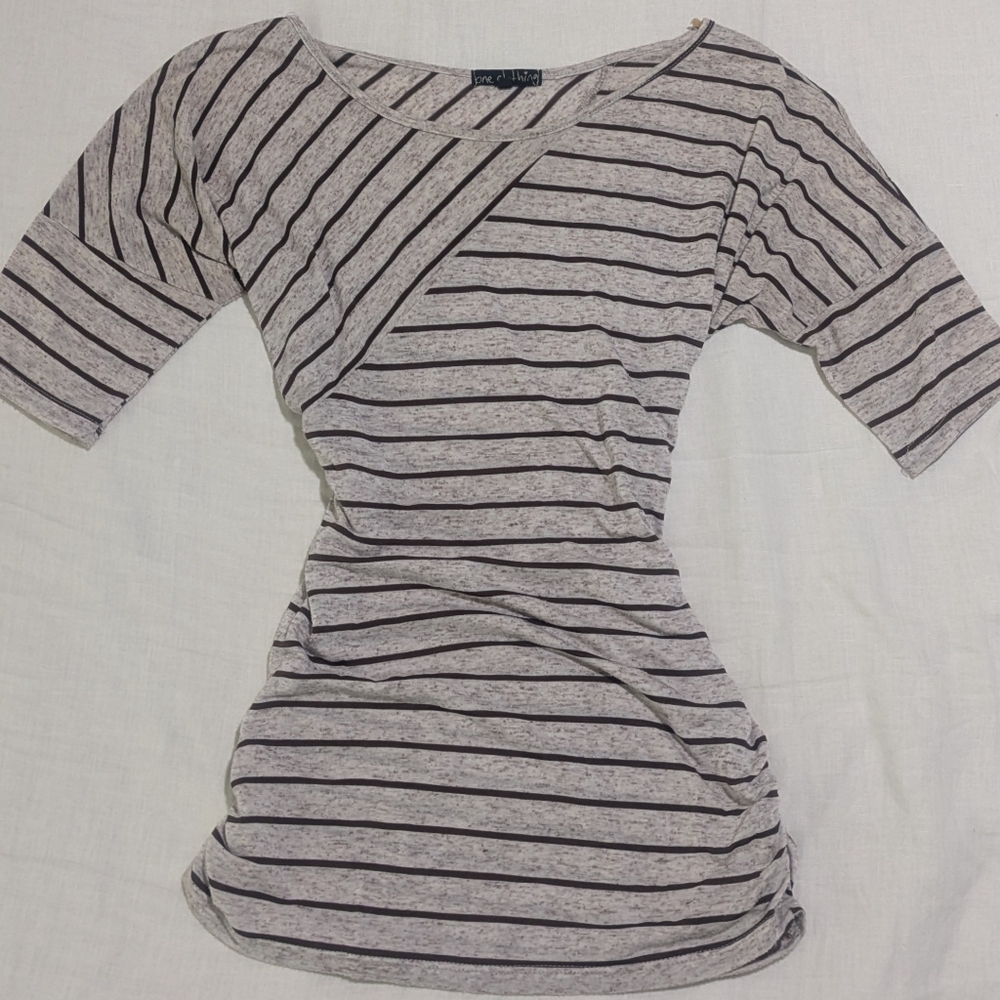 One Clothing Los Angeles Grey Marl Striped Shirt